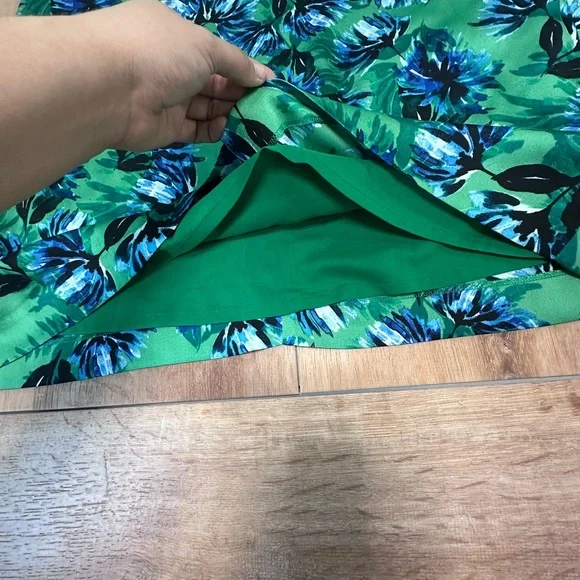 Banana Republic Green and Blue Ruched Sheath Midi Dress - Picture 10 of 14